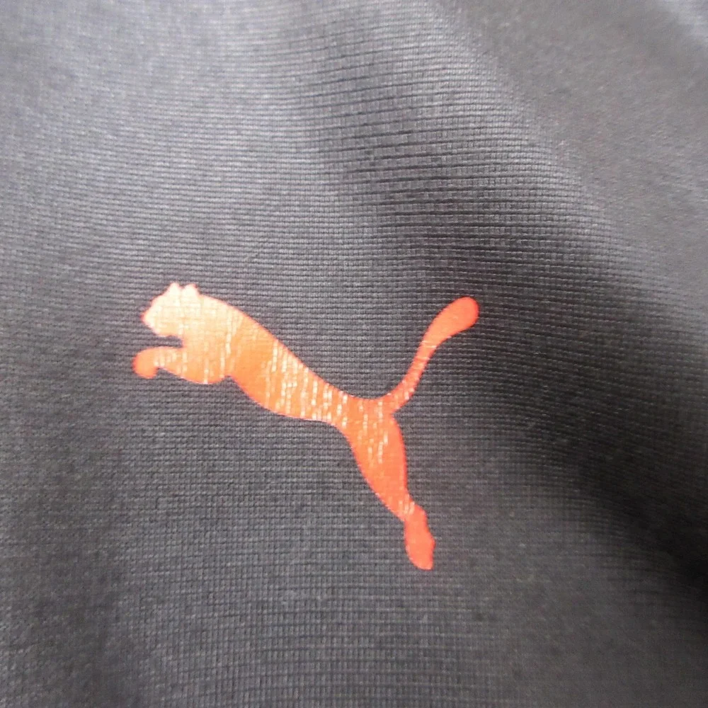 PUMA Track Jacket Youth Large Black Red Full Zip Logo Sleeve Athletic Sport